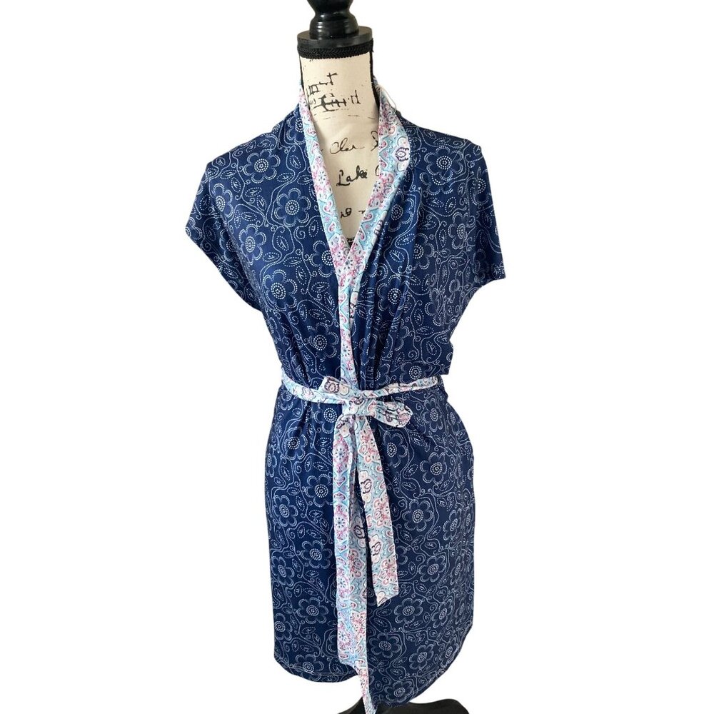 NWT Ink + Ivy Navy Blue Paisley Robe - Size Small